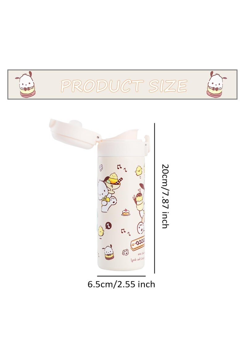 SYOSI - 1Pcs Cartoon Water Bottle Women Large Capacity Student Portable Thermos 304 Stainless Steel Kawaii Vacuum Cup Insulated Girl Gifts 420ML - Image 1