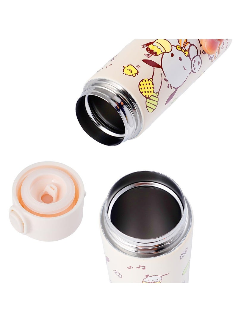 SYOSI - 1Pcs Cartoon Water Bottle Women Large Capacity Student Portable Thermos 304 Stainless Steel Kawaii Vacuum Cup Insulated Girl Gifts 420ML - Image 1