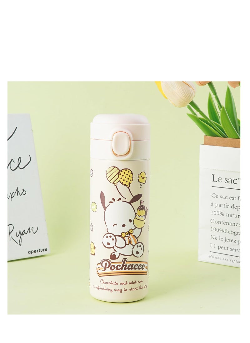SYOSI - 1Pcs Cartoon Water Bottle Women Large Capacity Student Portable Thermos 304 Stainless Steel Kawaii Vacuum Cup Insulated Girl Gifts 420ML - Image 1