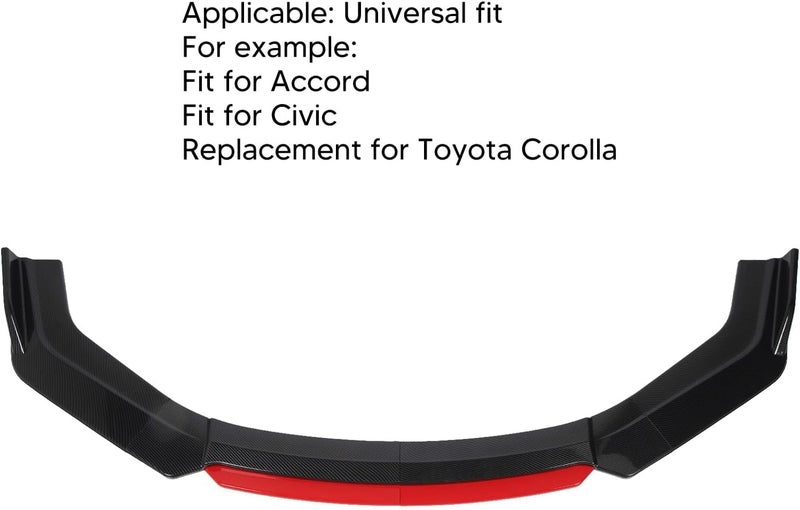 6PCS Universal Front Bumper Lip Spoiler Set Carbon Fiber Pattern for Cars, Enhances Appearance and Stability - Image 3