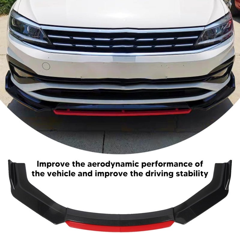 6PCS Universal Front Bumper Lip Spoiler Set Carbon Fiber Pattern for Cars, Enhances Appearance and Stability - Image 2