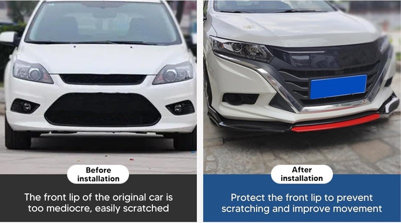6PCS Universal Front Bumper Lip Spoiler Set Carbon Fiber Pattern for Cars, Enhances Appearance and Stability - Image 4