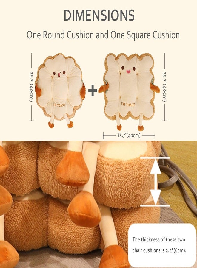 ELFJOY Cute Toast Chair Cushion Set of 2 Soft Cartoon Office Chair Cushion Kawaii Seat Cushion for Home and Office Plush Chair Pad with Anti Skid Particle for Women and Children Orange 2pc 15.7 - Image 2