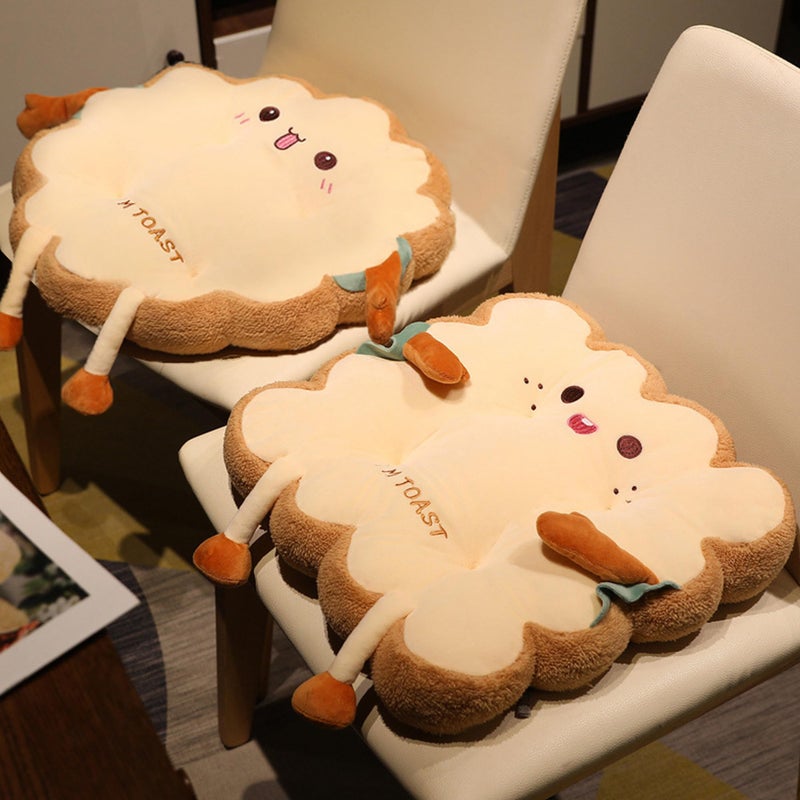 ELFJOY Cute Toast Chair Cushion Set of 2 Soft Cartoon Office Chair Cushion Kawaii Seat Cushion for Home and Office Plush Chair Pad with Anti Skid Particle for Women and Children Orange 2pc 15.7 - Image 1