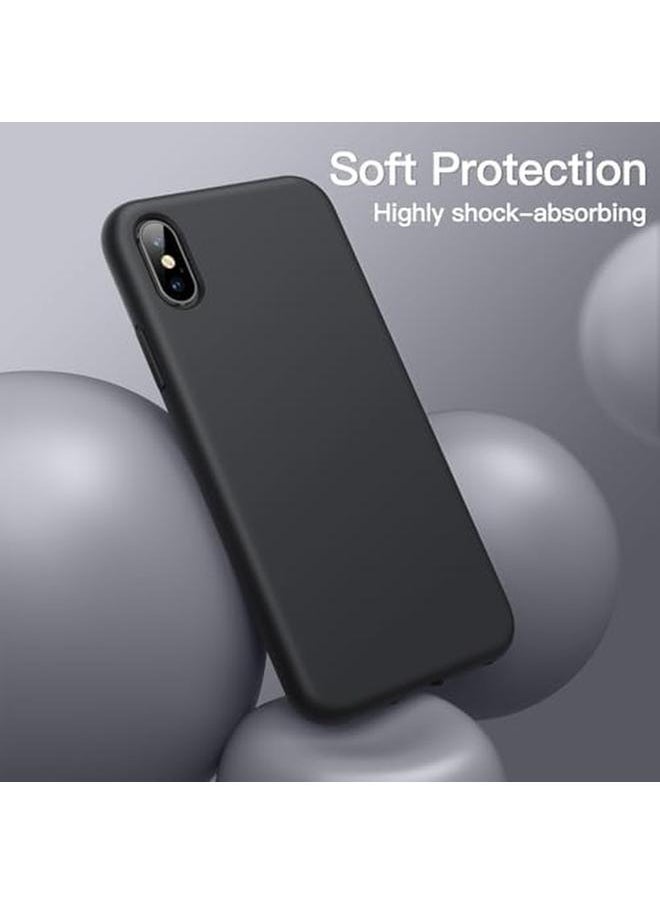 Silicone Case For Iphone X Iphone Xs 5.8 Inch Silky Soft Touch Full Body Protective Case Shockproof Cover With Microfiber Lining Black