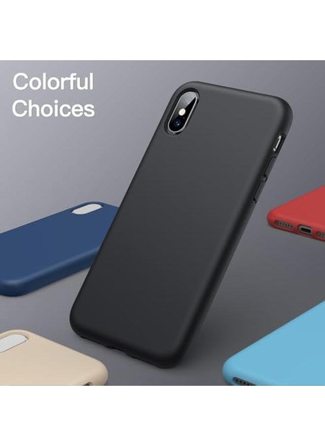 Silicone Case For Iphone X Iphone Xs 5.8 Inch Silky Soft Touch Full Body Protective Case Shockproof Cover With Microfiber Lining Black