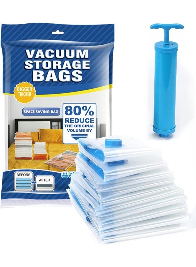 8PCS Vacuum Storage Bags, Reusable Space Saver Seal Bag with Hand Pump, Compression Sealer Bags for Comforters, Blankets, Clothes, Pillows, Travel(3 Size: Jumbo, Large, Medium)  - Image 1