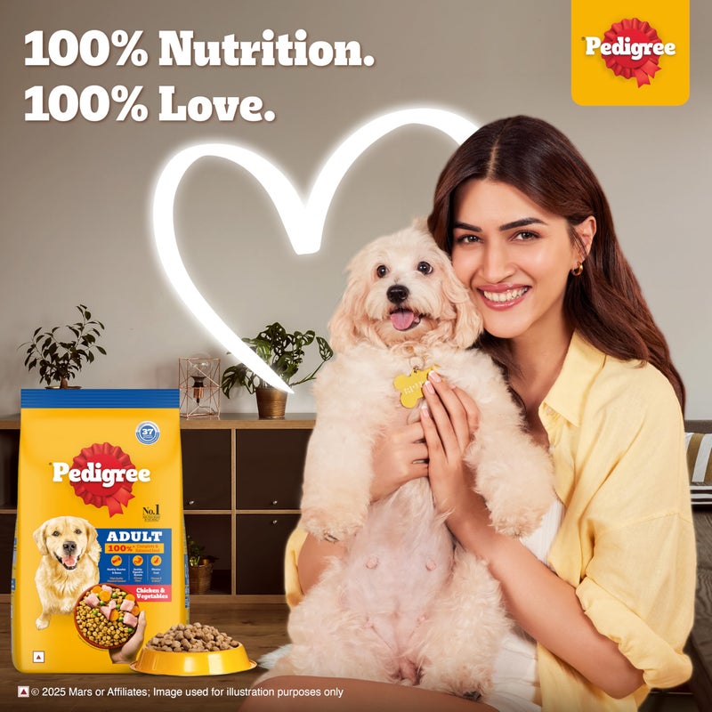 Pedigree طعام جاف للكلاب البالغة من بيديجري، دجاج وخضروات، 3 كجم، يحتوي على 37 عنصر غذائي أساسي، طعام متكامل ومتوازن 100% للكلاب البالغة - Image 2