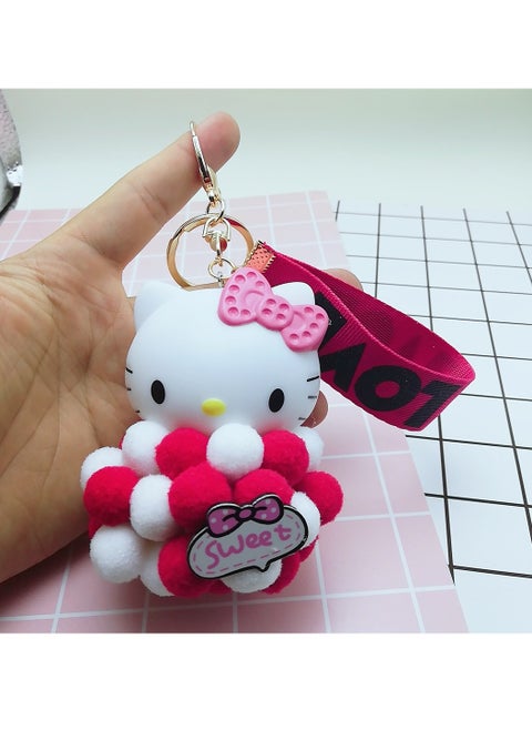 KT Cat Red Hairball Keychain
