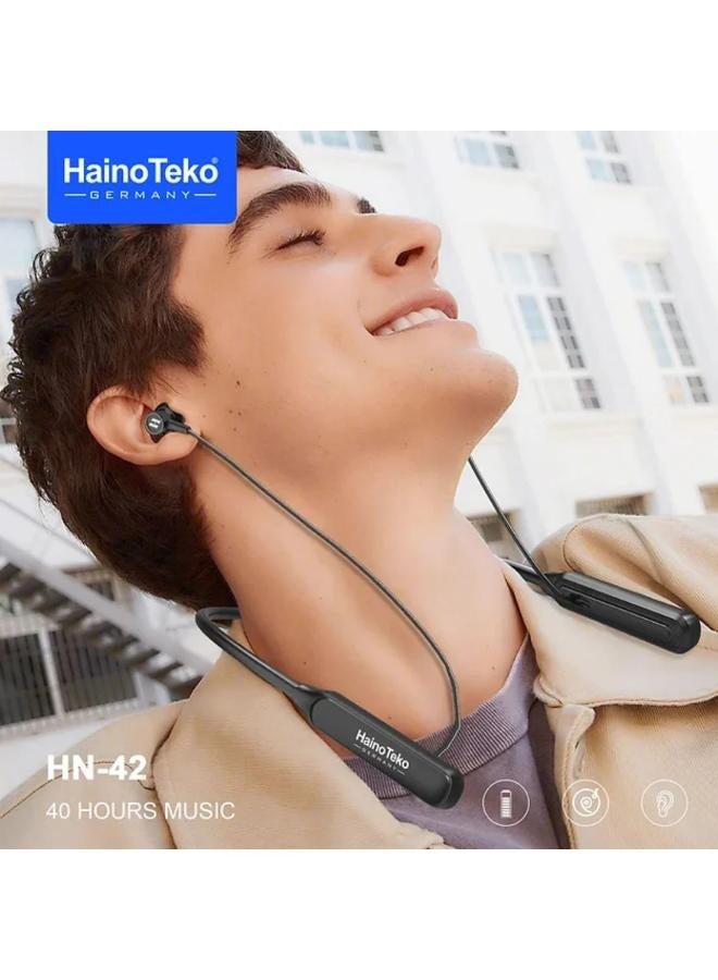 Haino Teko Germany HN-42 Wireless Neck Headset 40 Hours Music,Clear Mic, High Bass Sound, Multi-Function Button Control_Black - Image 3