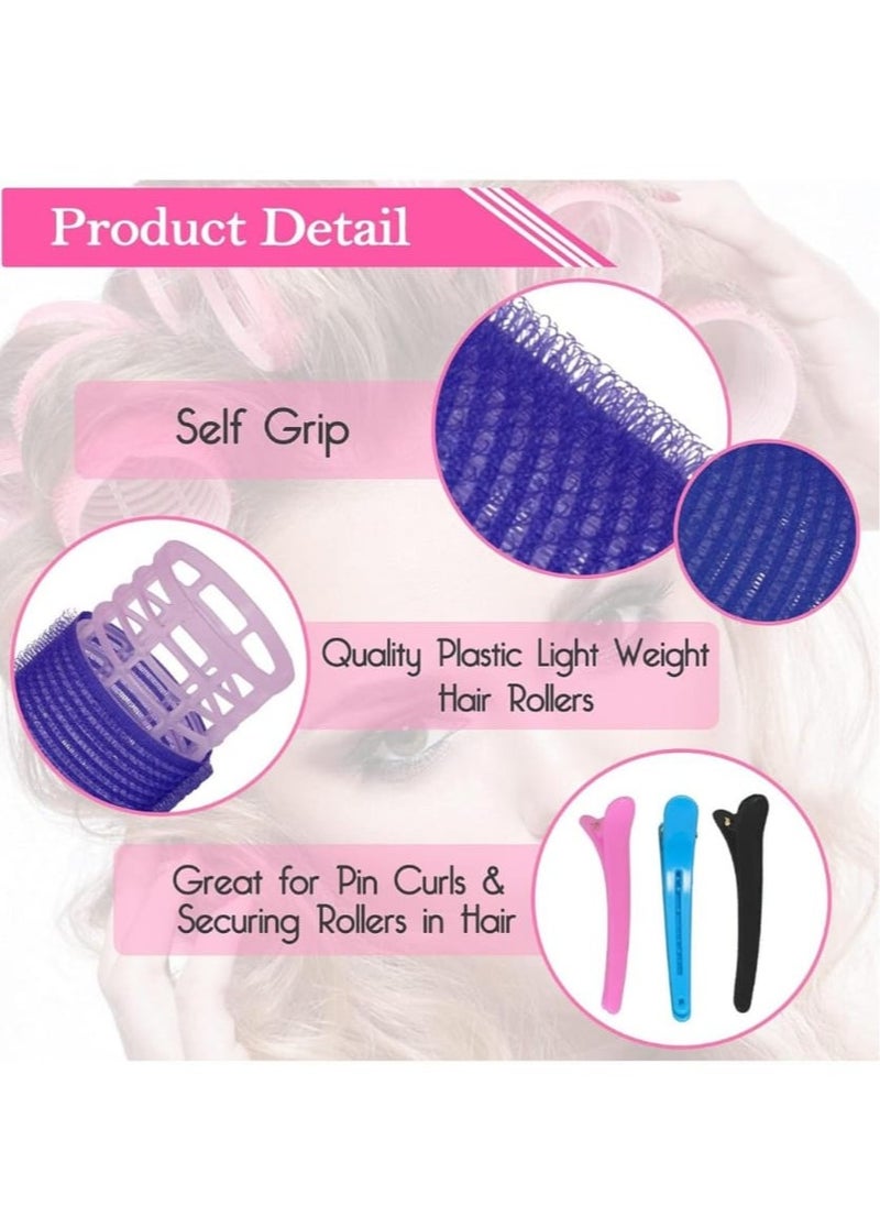 Generic 18 Pieces Self Grip Holding Hair Rollers Curlers 20 mm, 31 mm, 48 mm & 12 Pieces Duckbill Sectioning Clips for Salon Barber Hairdressing Hair Styling, Hair Roller  - Image 4