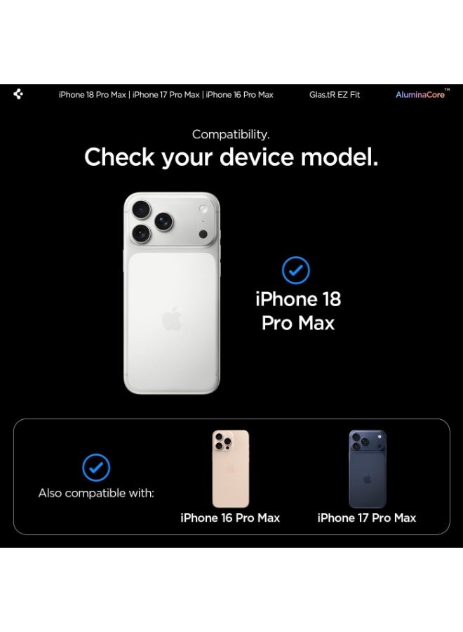 Spigen حماية شاشة زجاجية مقسّاة GLAStR EZ FIT لجهاز iPhone 17 Pro MAX / 16 Pro Max - صديقة للحافظة مع حماية المستشعر [عبوة 2] - Image 3