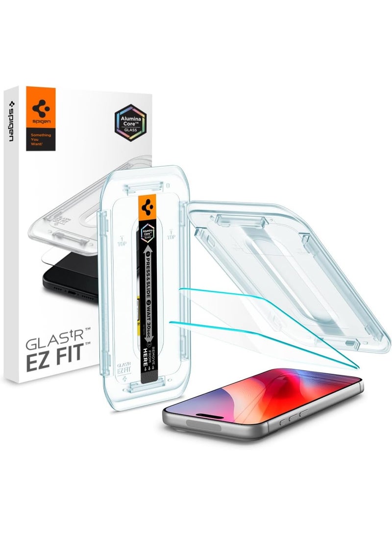 Spigen حماية شاشة زجاجية مقسّاة GLAStR EZ FIT لجهاز iPhone 17 Pro MAX / 16 Pro Max - صديقة للحافظة مع حماية المستشعر [عبوة 2] - Image 1