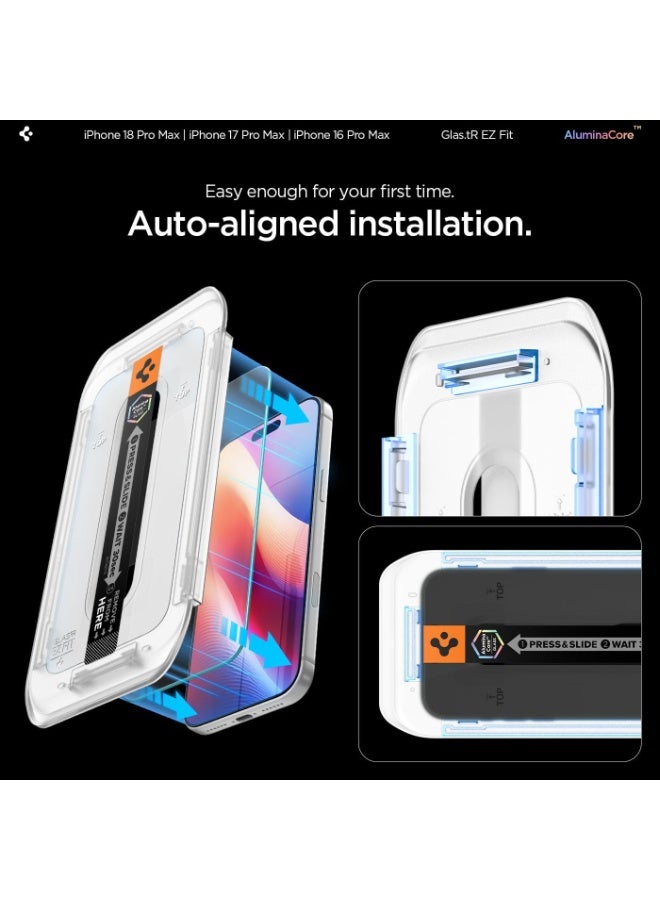 Spigen حماية شاشة زجاجية مقسّاة GLAStR EZ FIT لجهاز iPhone 17 Pro MAX / 16 Pro Max - صديقة للحافظة مع حماية المستشعر [عبوة 2] - Image 5