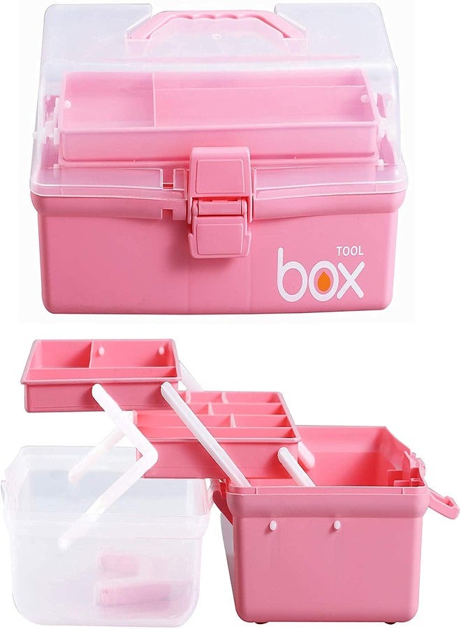 Fennec Mart Multi-Purpose 3-Layer Toolbox with Tray, 13.2 Inch Plastic Portable Tool Case Students Drawing Tool Box for Art Craft Storage, Tool Organizers, Folding Storage - Multi Color - Image 4
