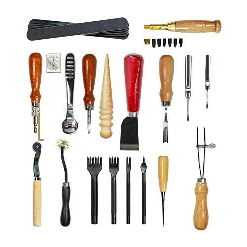 citian Leather Tools Kit Stitching Punch Sewing Carft DIY Tool Carving Craft Saddle Working Groover and 18pcs for Hand Set Prong - Image 2