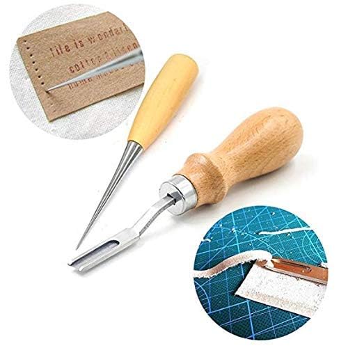 citian Leather Tools Kit Stitching Punch Sewing Carft DIY Tool Carving Craft Saddle Working Groover and 18pcs for Hand Set Prong - Image 4