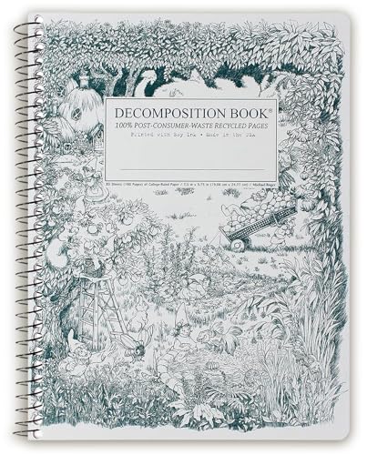 Decomposition Gardening Gnomes College Ruled Spiral Notebook - 9.75 x 7.5 Journal with 160 Lined Pages - 100% Recycled Paper - Cute Notebooks for School Supplies, Home & Office - Made in USA - Image 1