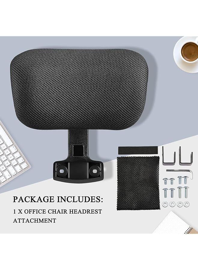 إيروريكس مسند رأس كرسي المكتب، مسند رأس قابل للتعديل، إطار من النايلون الشبكي الأسود، مسند رأس، وسادة دعم للرأس، وسادة إسفنجية مرنة لكرسي المكتب 1.8 × 10 × 5.5 بوصة - Image 5