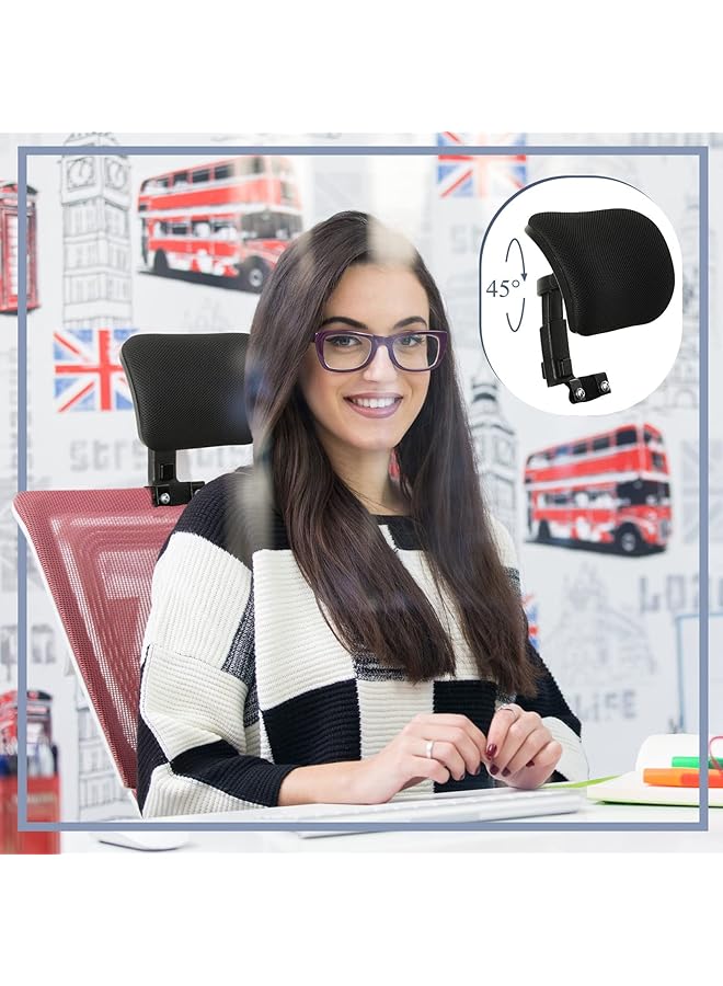 إيروريكس مسند رأس كرسي المكتب، مسند رأس قابل للتعديل، إطار من النايلون الشبكي الأسود، مسند رأس، وسادة دعم للرأس، وسادة إسفنجية مرنة لكرسي المكتب 1.8 × 10 × 5.5 بوصة - Image 2