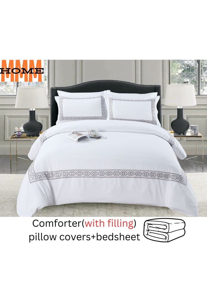 MMM HOME MMM HOME Embroidered 6pcs King size High Cotton Hotel Master Quality Microfiber Bedding Set Comforter/Bedsheet/Pillow covers set  - Image 2
