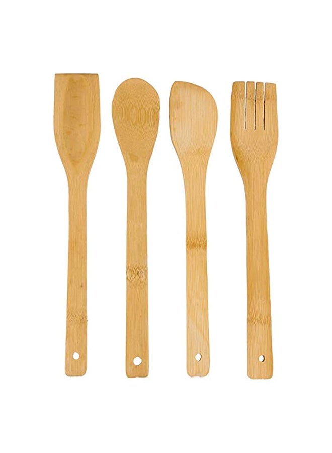 4 Pieces Wooden Cooking Utensil Set Beige  - Image 1