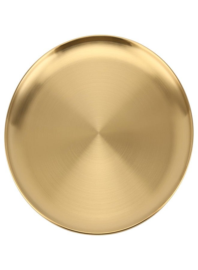 MOUYAT 10 PCS 8 Inch Large Stainless Steel Plate, 20cm Round Dinner Metal Plates, Metal Salad Steak Plates Reusable Dinner Dish for Eating Serving Camping Outdoor BBQ Home Kitchen, Frosted Gold - Image 3