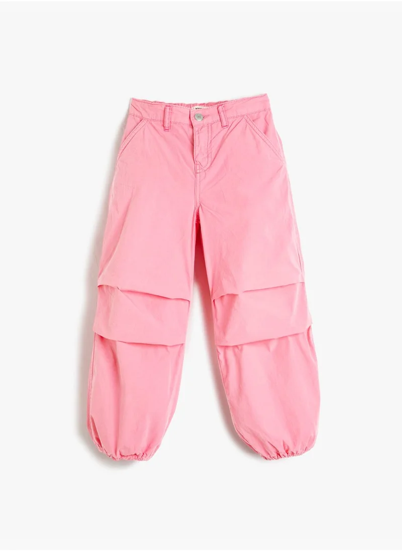 كوتون Parachute Trousers Pockets Elastic Cuffs Cotton
