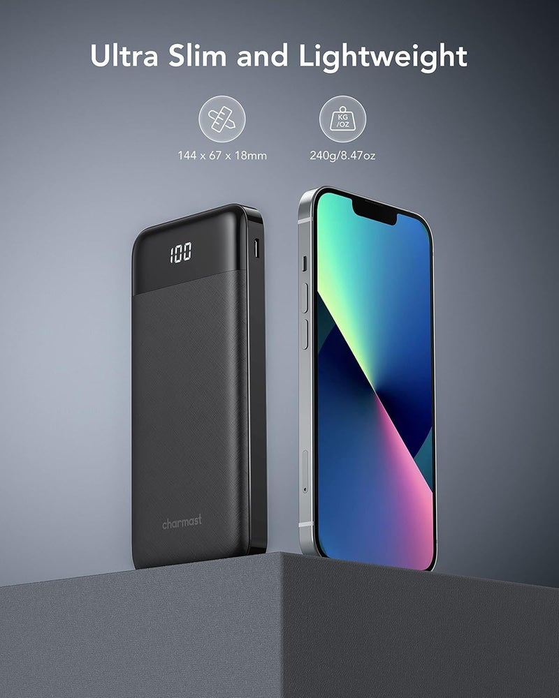 Charmast Power Bank with Built in Cable, 10000mAh USB C Battery pack 6 Outputs 2 Inputs with LED Display Type C Powerbank Portable Charger Compatible with Smartphones Tablets and More - Image 2