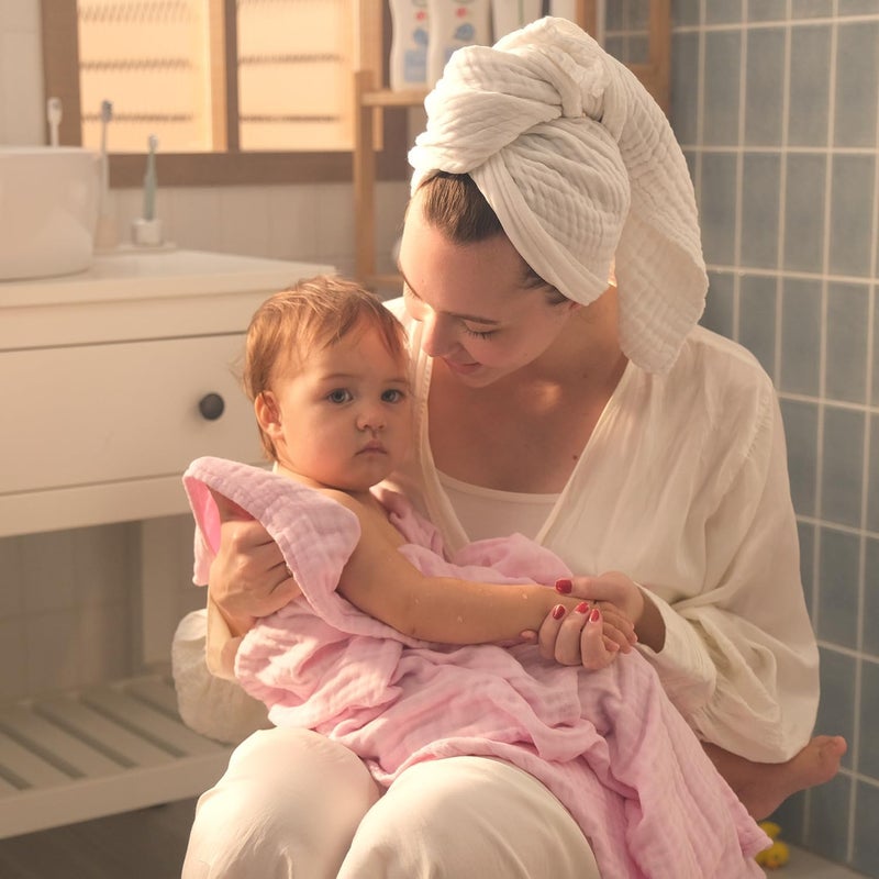 LAnge Baby Towel  100 Cotton Muslin 6 Layers Quick Dry Medical Grade Packaging for Infants and Newborns  28 x 37in  Yellow - Image 2