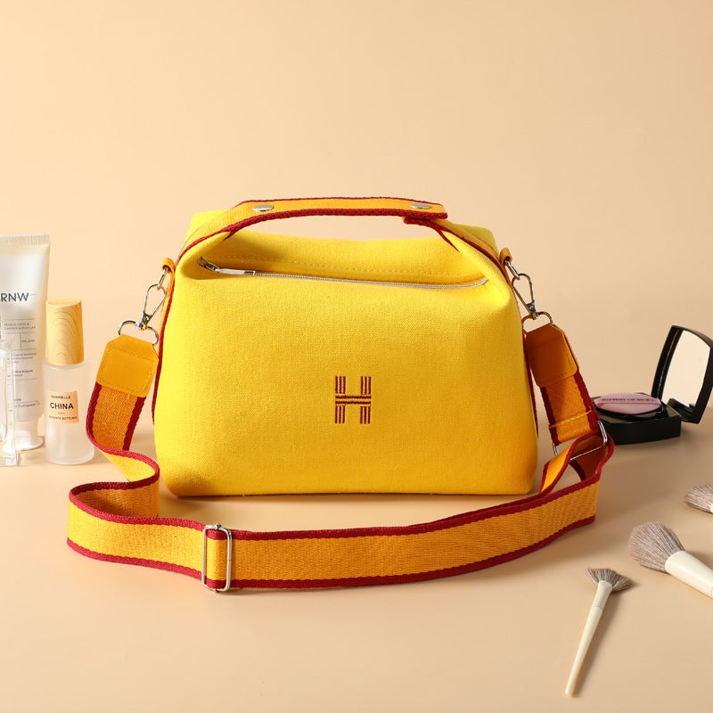 H-Brand Large Canvas Tote Elegant Waterproof Crossbody Bag Yellow