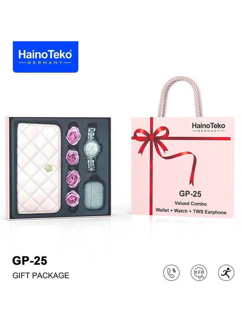 Haino Teko GP 25 Watch with Headphone and Bag Special Gift Pack Combo for Ladies and Womens - Image 1