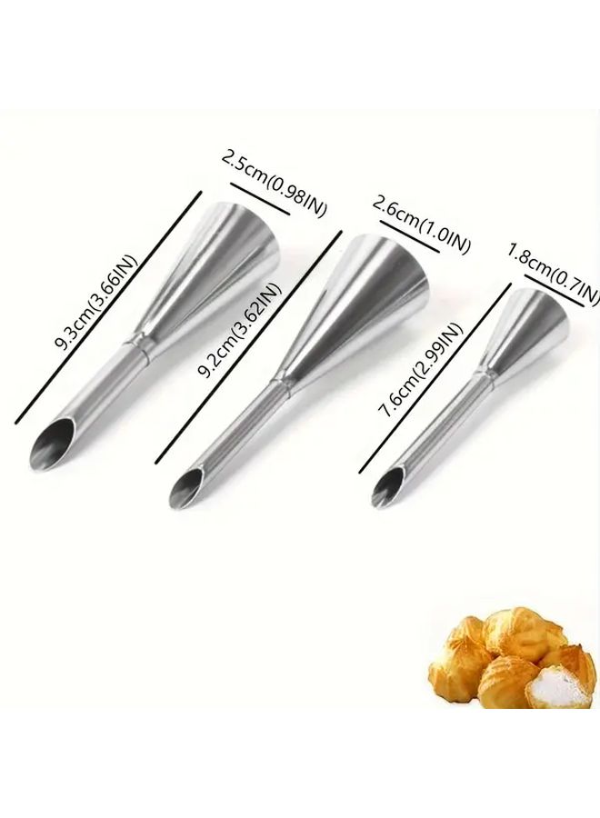 3pcs Stainless Steel Cream Piping Tips Professional Pastry Decorating Nozzles For Cupcakes Macarons - Image 3