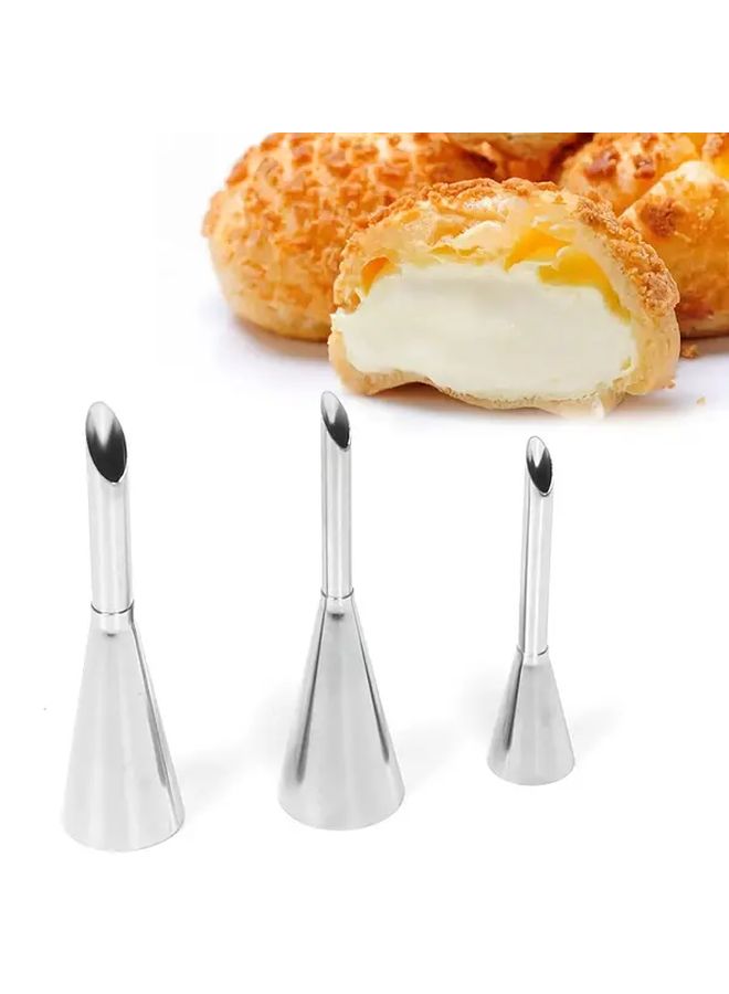 3pcs Stainless Steel Cream Piping Tips Professional Pastry Decorating Nozzles For Cupcakes Macarons - Image 1