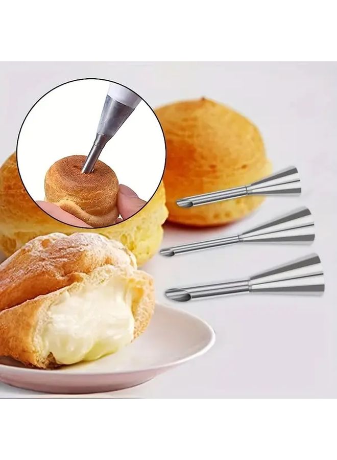 3pcs Stainless Steel Cream Piping Tips Professional Pastry Decorating Nozzles For Cupcakes Macarons - Image 2
