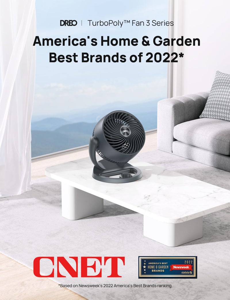 DREO Desk Fan, 12-Inch Air Circulator Fan for Bedroom, 70ft Powerful Airflow, 120Â° Tilt Adjustment, 25dB Ultra-Quiet, 3 Speeds Small Table Fan for Whole Room, Home, Office - Image 2