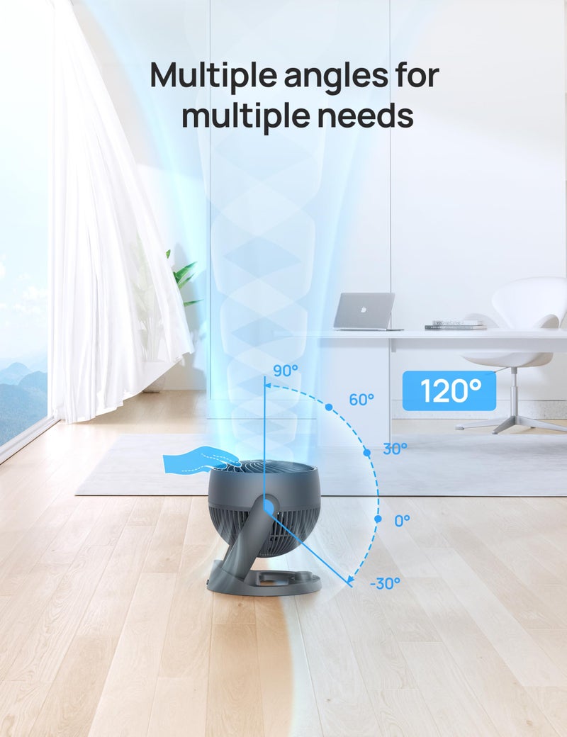 DREO Desk Fan, 12-Inch Air Circulator Fan for Bedroom, 70ft Powerful Airflow, 120Â° Tilt Adjustment, 25dB Ultra-Quiet, 3 Speeds Small Table Fan for Whole Room, Home, Office - Image 5