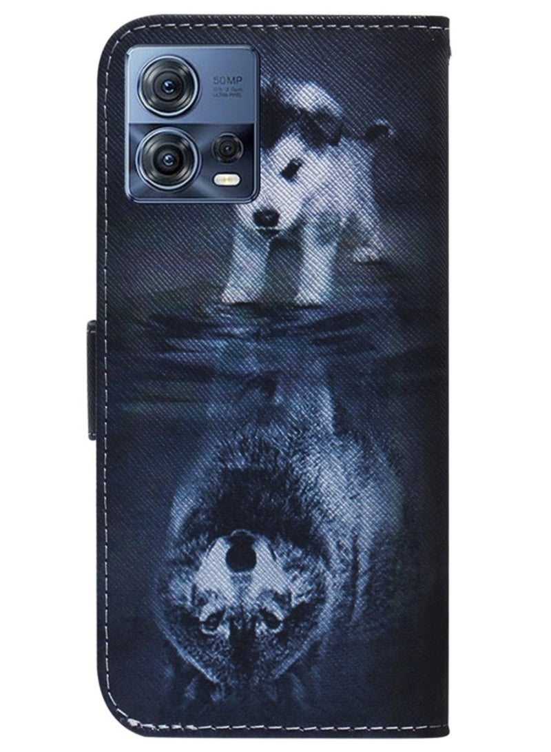 Case For Motorola Moto S30 Pro 5G and Edge 30 Fusion Coloured Drawing Leather Phone Cover Wolf and Dog - Image 3