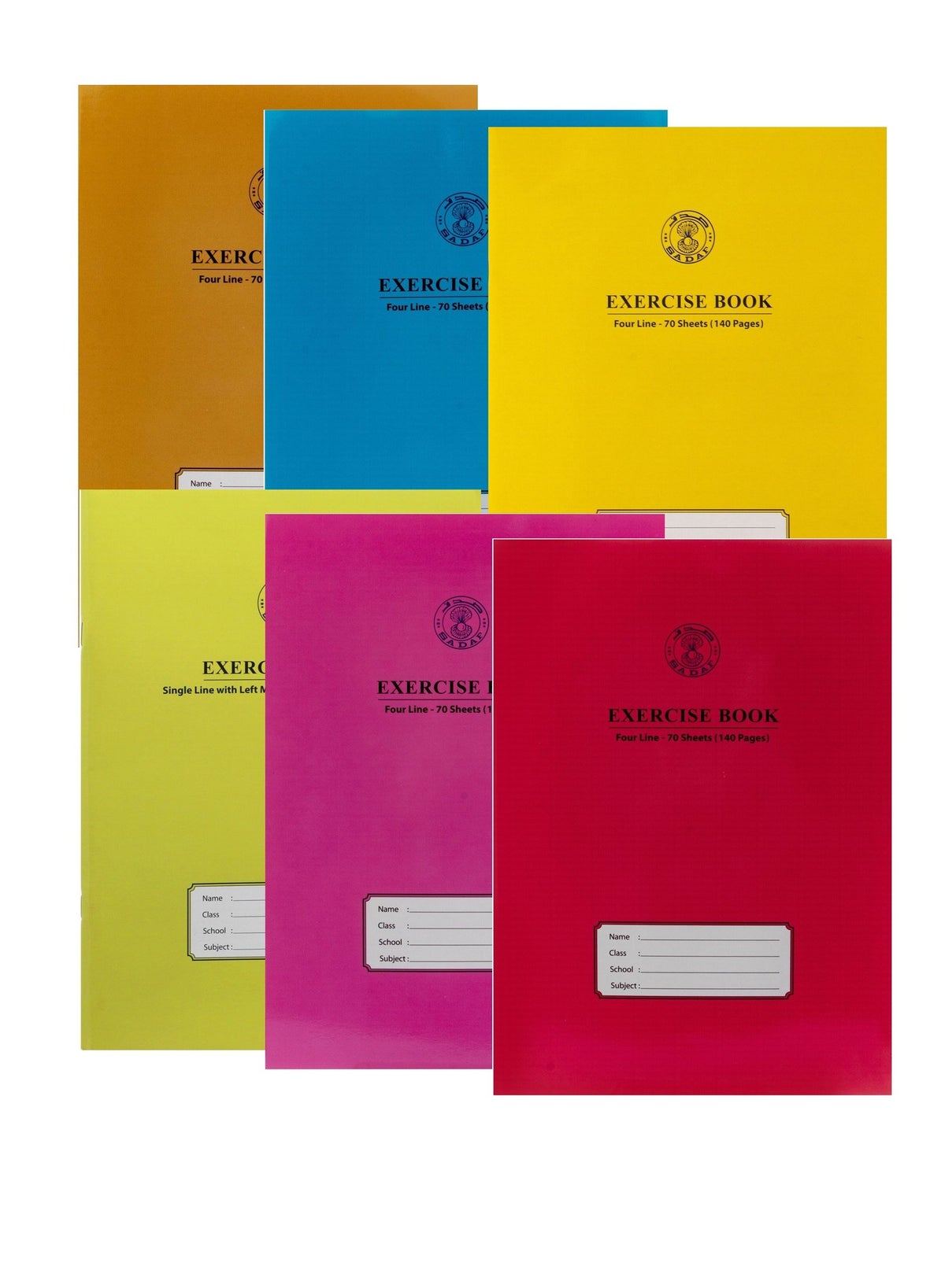 Sadaf Notebooks Sadaf 6-Piece A4 Size Four Lined Notebook 70 Sheets Assorted Colours ...