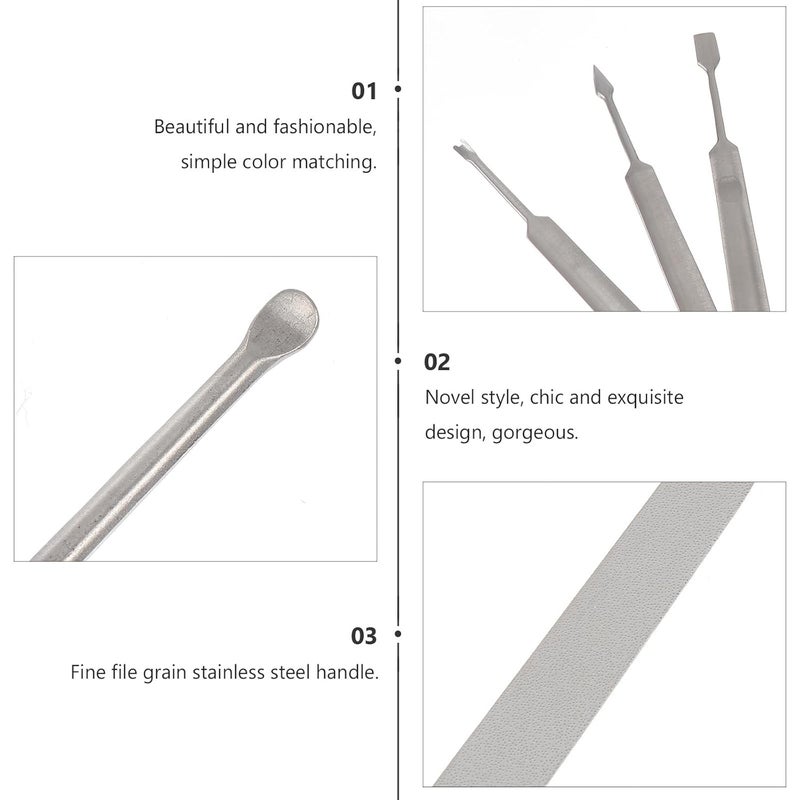 PRETYZOOM 5pcs Stainless Steel Dead Skin Forks Manicure Cuticle Pushers Nail Dead Skin Removers for Professional Nail Art Care and Cuticle Trimming Tools Set - Image 3
