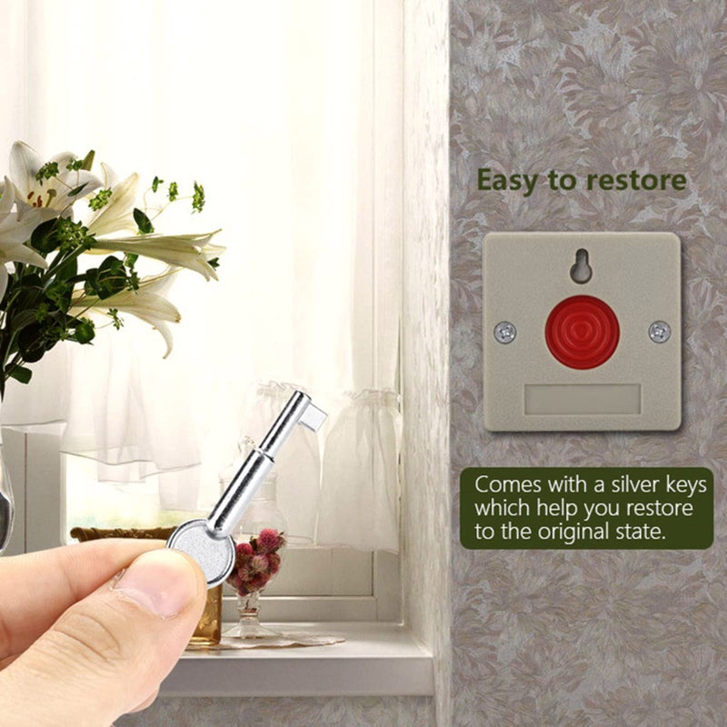 Square Emergency Panic Button Red Push Key Security Alarm for Home Office Bathroom Wall 24V DC - Image 5