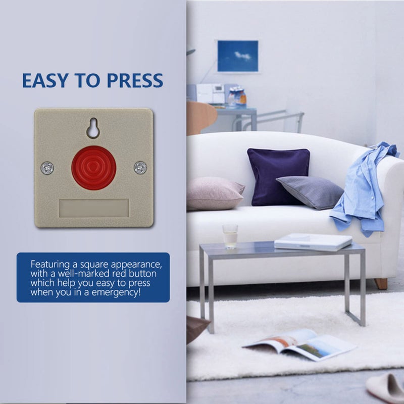 Square Emergency Panic Button Red Push Key Security Alarm for Home Office Bathroom Wall 24V DC - Image 4