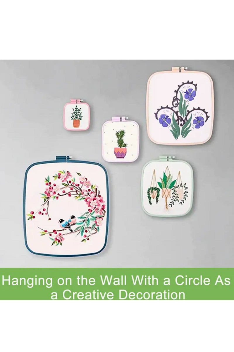 5pcs Square Embroidery Cross-stitch Kit with 16pcs Needles, ABS Hoop For Embroidery And Art Craft Handy Sewing - Image 4