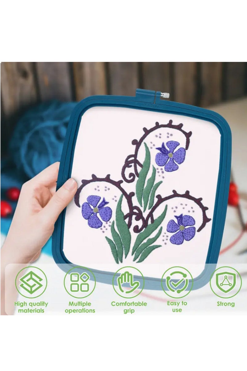 5pcs Square Embroidery Cross-stitch Kit with 16pcs Needles, ABS Hoop For Embroidery And Art Craft Handy Sewing - Image 3