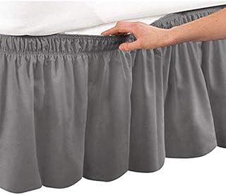 St.Miai St.Miai Wrap Around Style Egyptian Cotton Elastic 17 inch Drop Dust Bed Skirt for Twin/Full,Queen,King Size Beds (Grey,  - Image 1