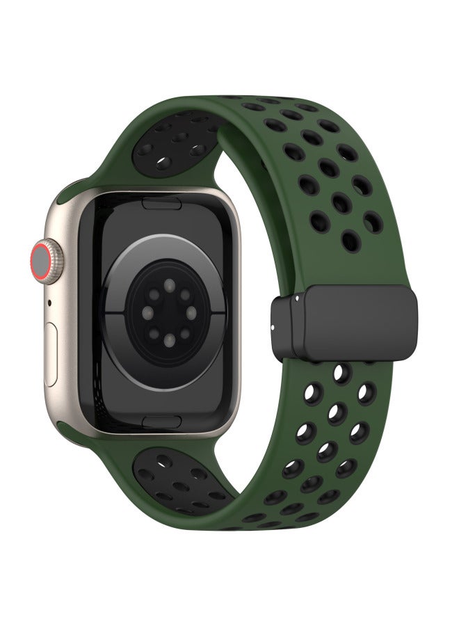 LS For Apple Watch Ultra Apple 1-10 Generations Universal Magnetic Buckle Nike Breathable Two-color Strap - Image 5