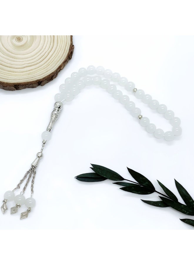 NIBEMINENT 33 Muslim Prayer Beads White/10mm