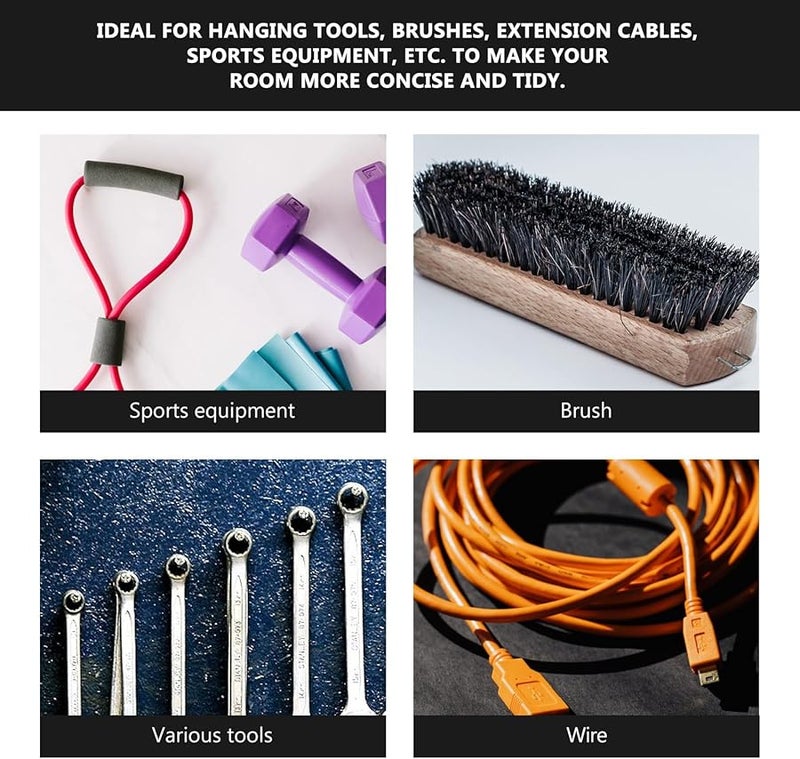 5pcs Black U Shape Pegboard Hooks Heavy Duty for Hanging Tools Cables Sports Equipment - Image 4