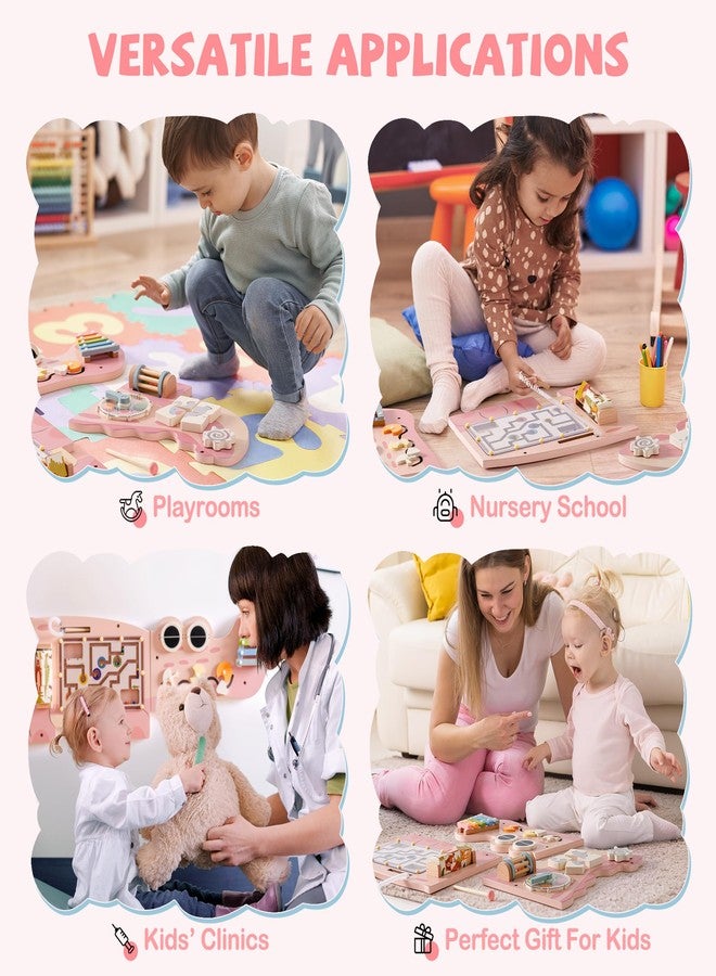Robotime لوحات حائط مشغولة على شكل تمساح من ROBOTIME للأطفال، لوحة أنشطة حسية مونتيسوري باللون الوردي، مركز تعليمي مثبت على الحائط للأطفال، ألعاب تعليمية للأولاد والبنات - Image 3
