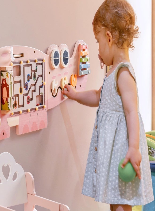 Robotime لوحات حائط مشغولة على شكل تمساح من ROBOTIME للأطفال، لوحة أنشطة حسية مونتيسوري باللون الوردي، مركز تعليمي مثبت على الحائط للأطفال، ألعاب تعليمية للأولاد والبنات - Image 2